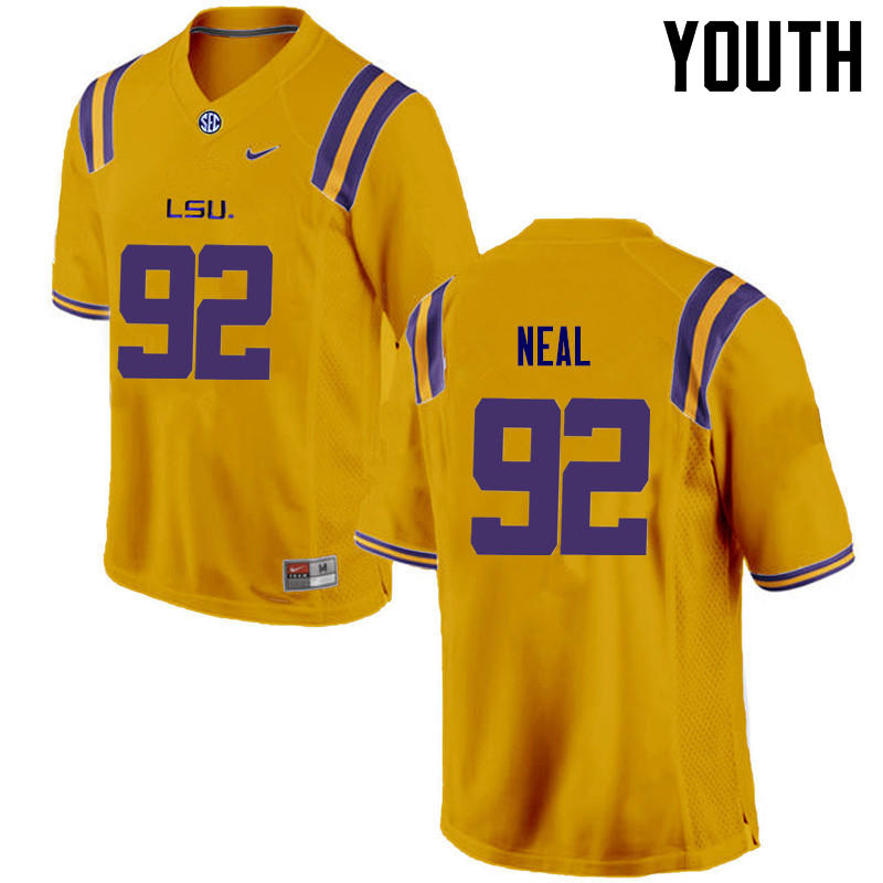 Youth LSU Tigers #92 Lewis Neal College Football Jerseys Game-Gold - Click Image to Close
